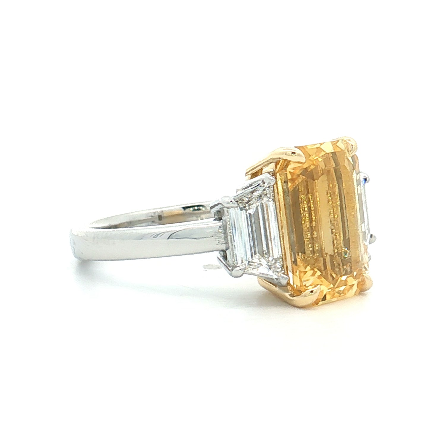 5.51 Emerald Cut Yellow Sapphire Engagement Ring 18k