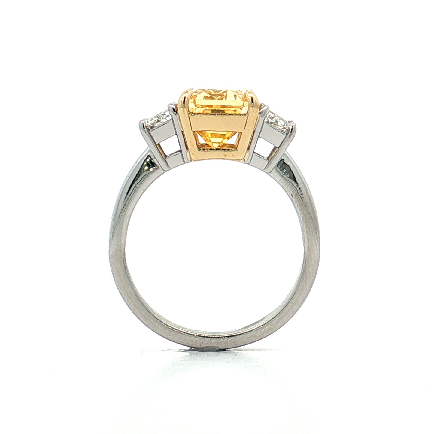 5.51 Emerald Cut Yellow Sapphire Engagement Ring 18k