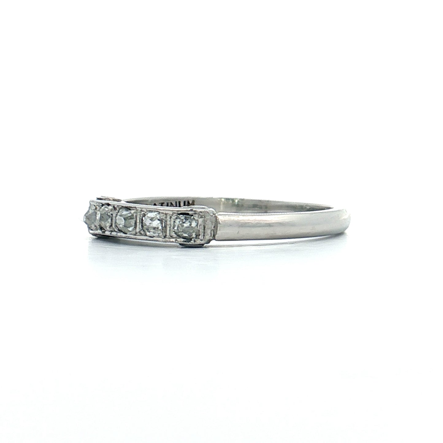 .10 Antique Cut Diamond Wedding Band Platinum