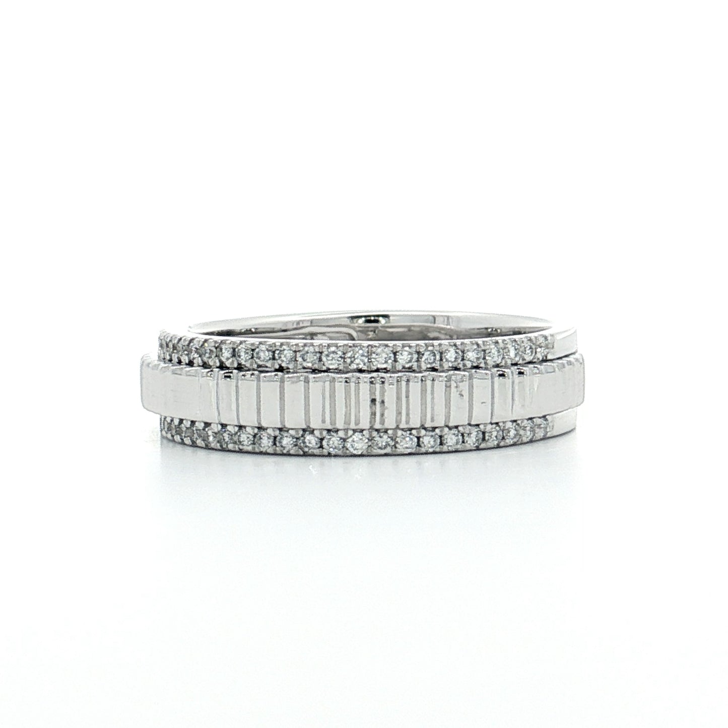 .24 Pave Diamond Coin Edge Wedding Band 14k