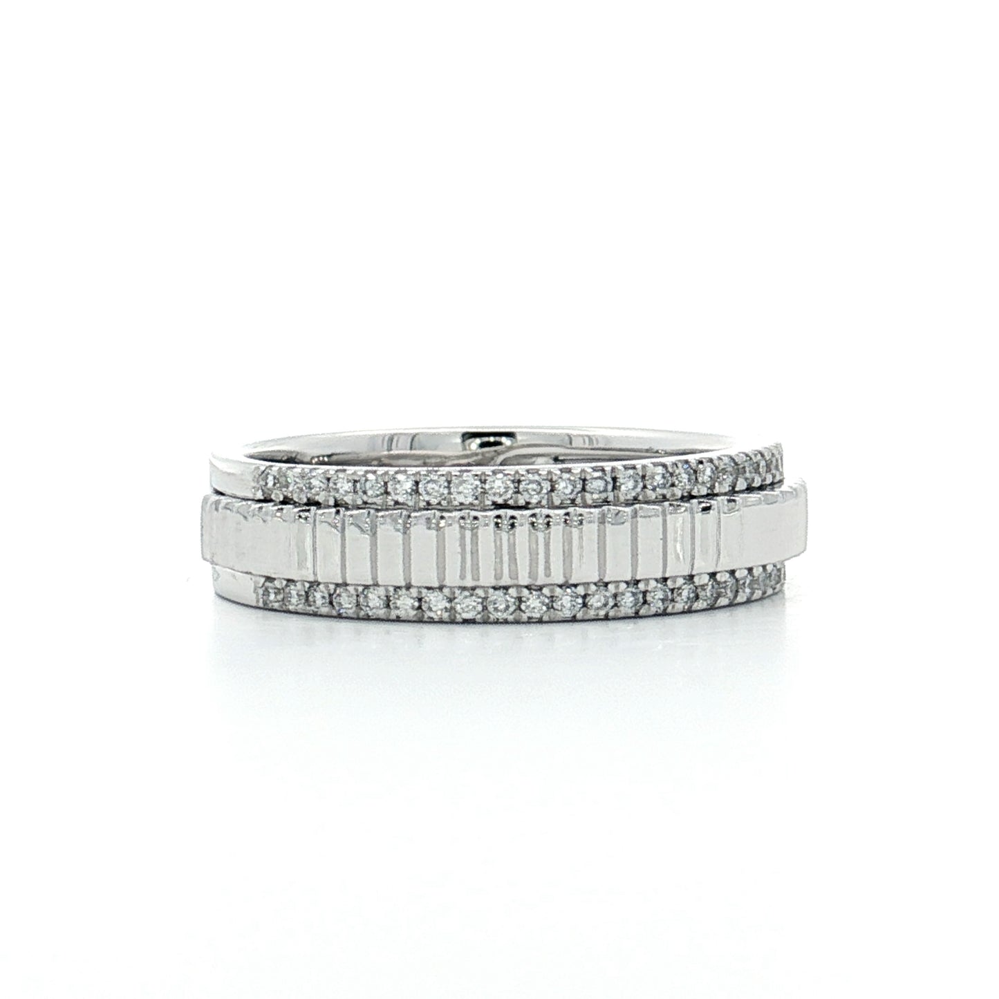 .24 Pave Diamond Coin Edge Wedding Band 14k