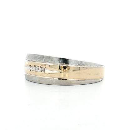 .12 Vintage Mens Diamond Wedding Band Two-Tone 14k