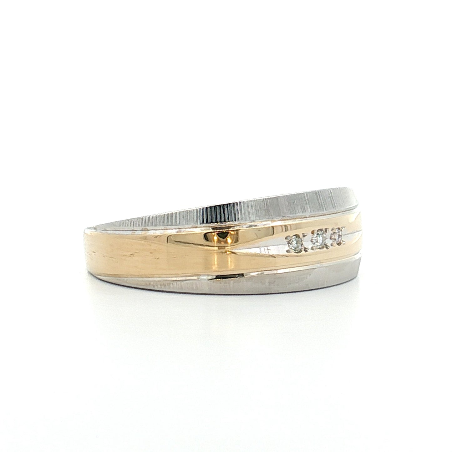 .12 Vintage Mens Diamond Wedding Band Two-Tone 14k