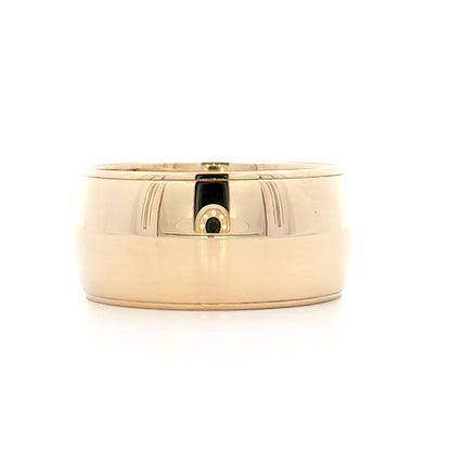 9.5mm Step Edge Cigar Wedding Band 14k Yellow Gold