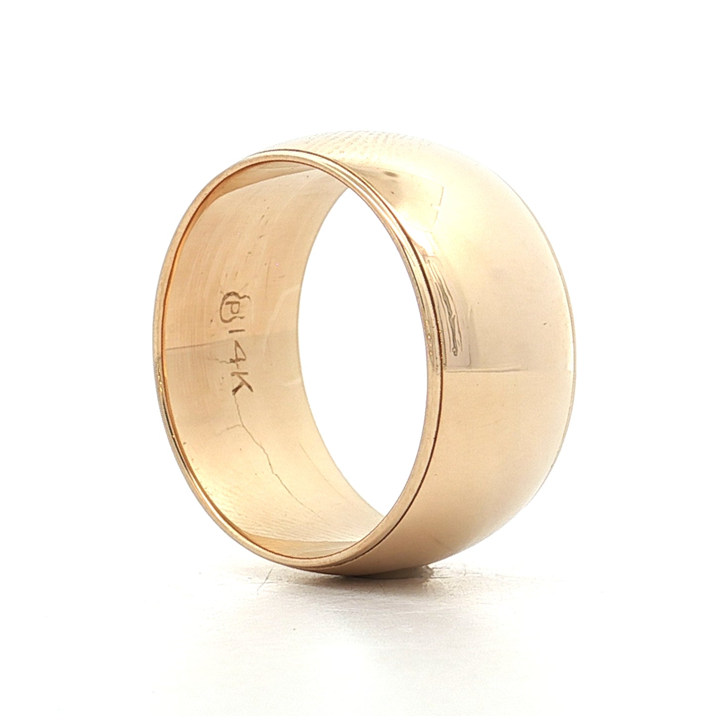 9.5mm Step Edge Cigar Wedding Band 14k Yellow Gold