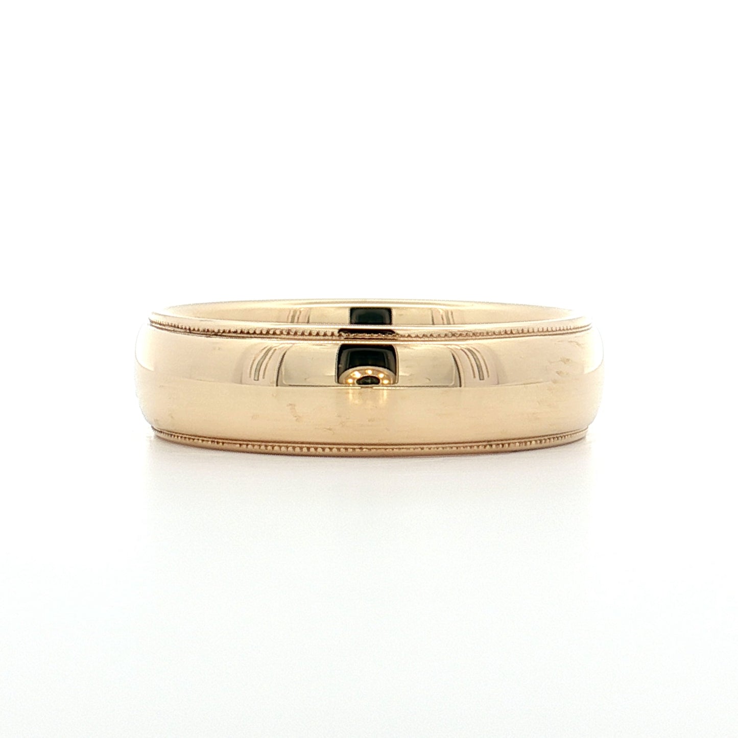 Mens 6mm Milgrain Step Edge Wedding Band 14k