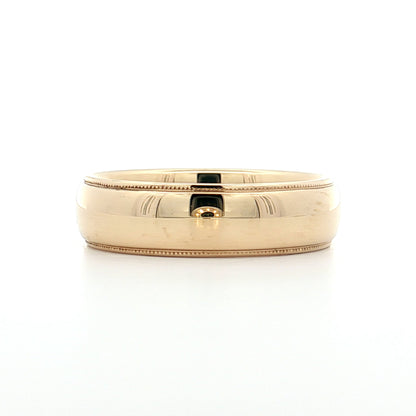 Mens 6mm Milgrain Step Edge Wedding Band 14k