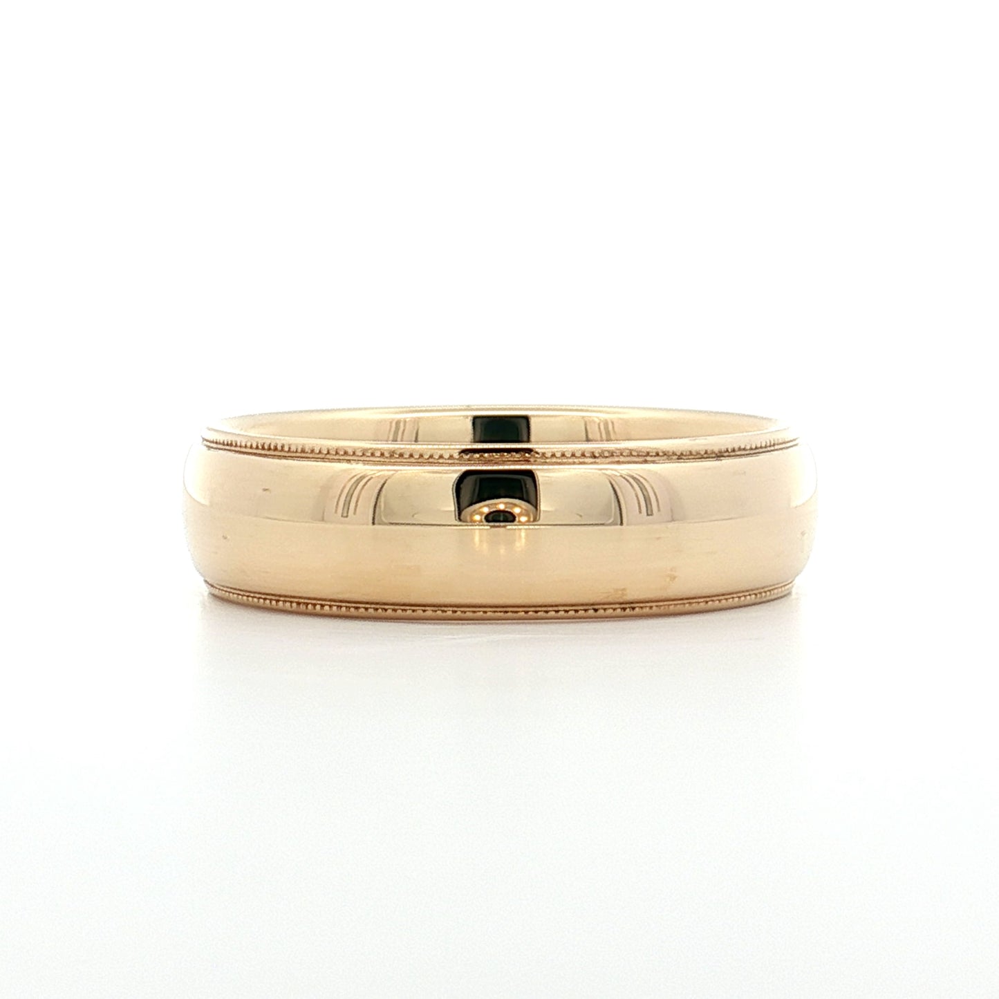 Mens 6mm Milgrain Step Edge Wedding Band 14k