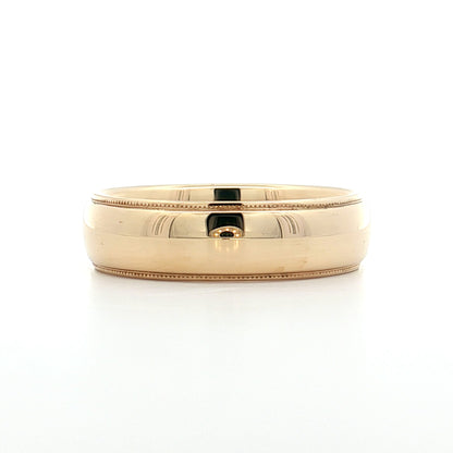Mens 6mm Milgrain Step Edge Wedding Band 14k