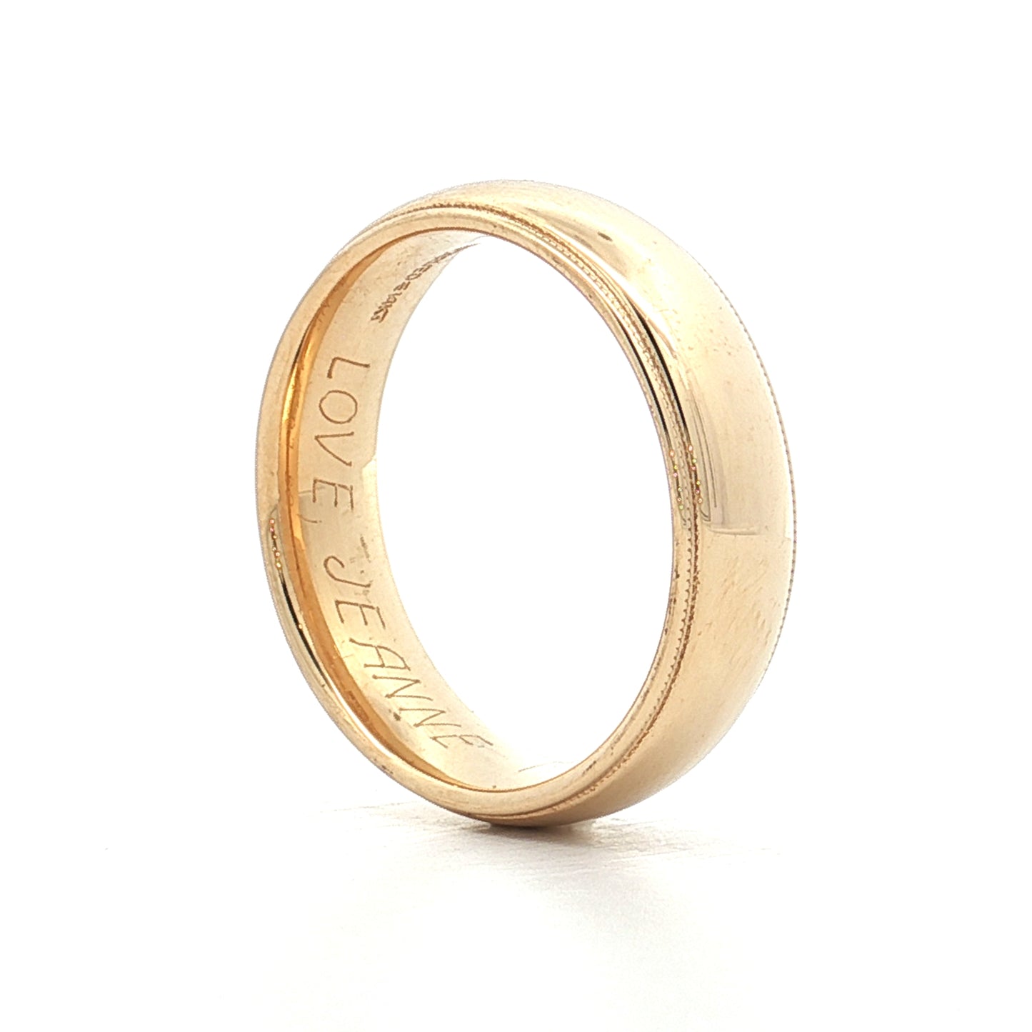 Mens 6mm Milgrain Step Edge Wedding Band 14k