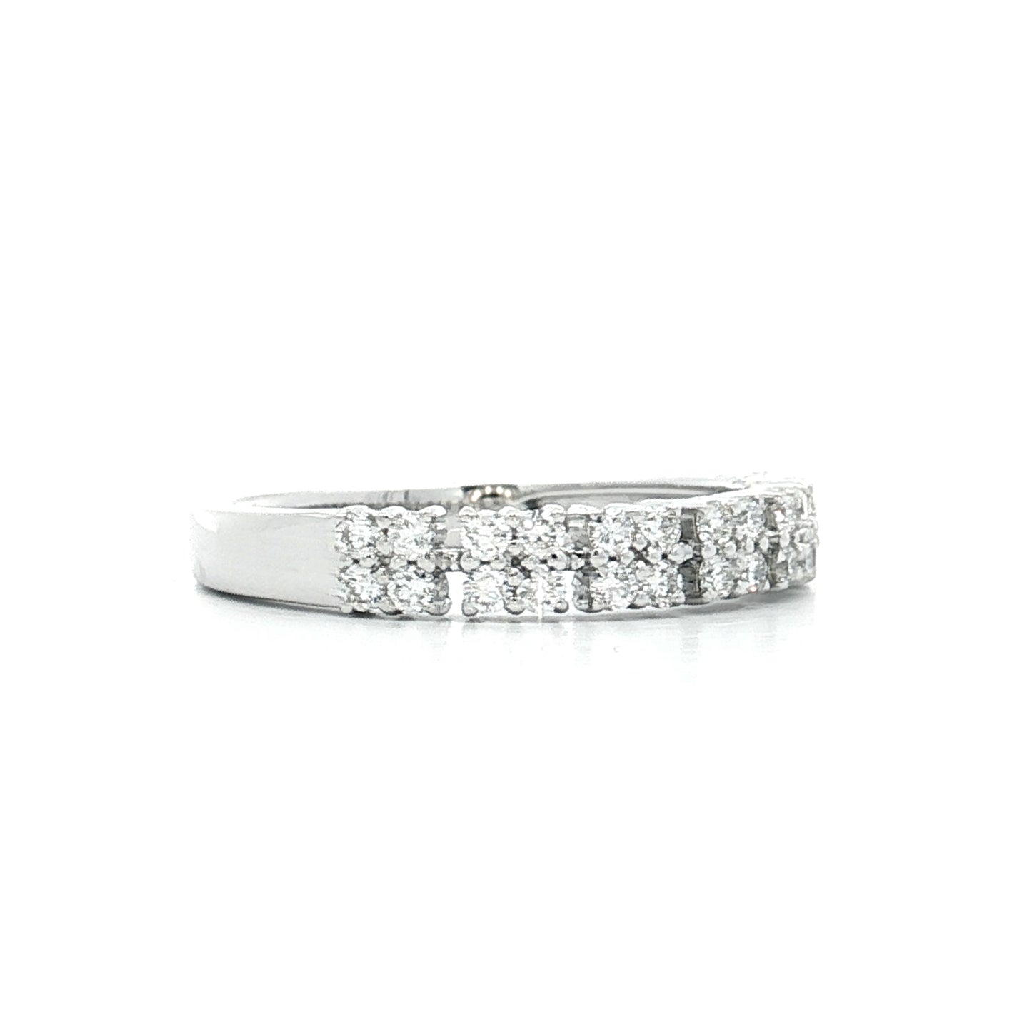 .40 Pave Diamond Double Wedding Band 18k