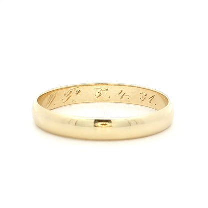 Vintage Art Deco Mens Wedding Band 14k Yellow Gold
