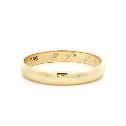 Vintage Art Deco Mens Wedding Band 14k Yellow Gold