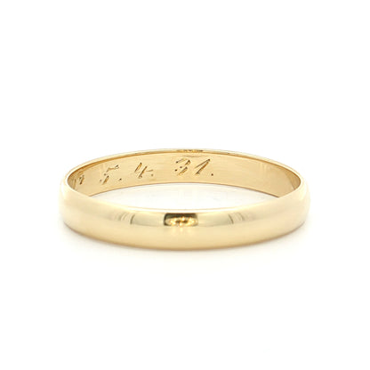 Vintage Art Deco Mens Wedding Band 14k Yellow Gold