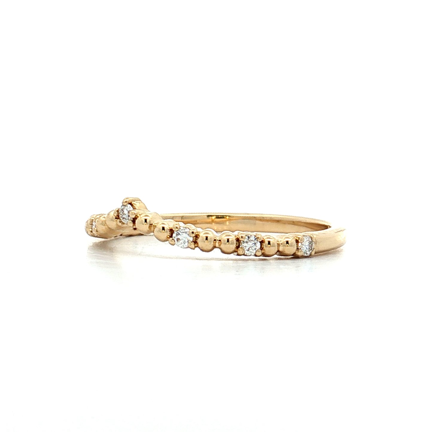 .10 Textured Diamond Contour Wedding Band 14k