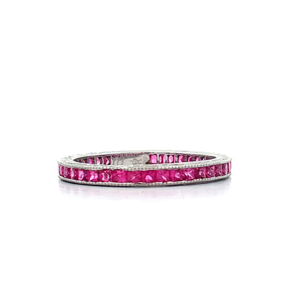 .65 Pink Sapphire Eternity Band 18k White Gold