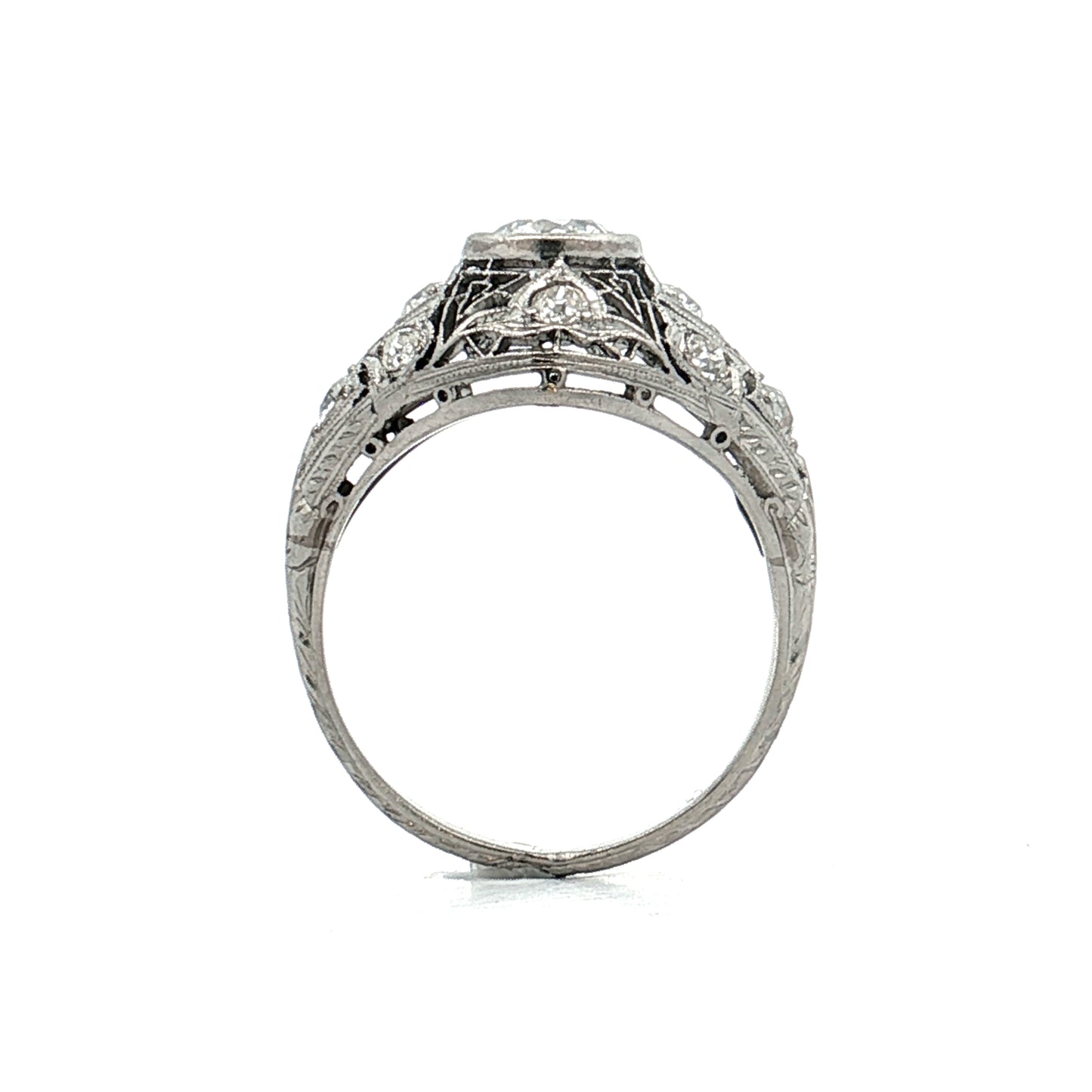1.62 Antique Deco Diamond Cocktail Ring Platinum