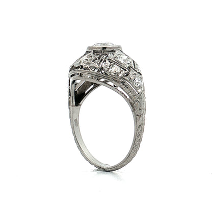 1.62 Antique Deco Diamond Cocktail Ring Platinum