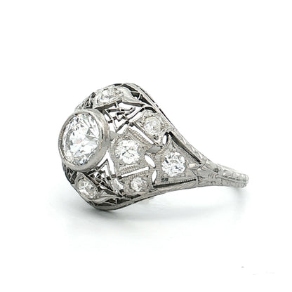 1.62 Antique Deco Diamond Cocktail Ring Platinum