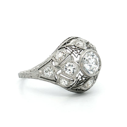 1.62 Antique Deco Diamond Cocktail Ring Platinum