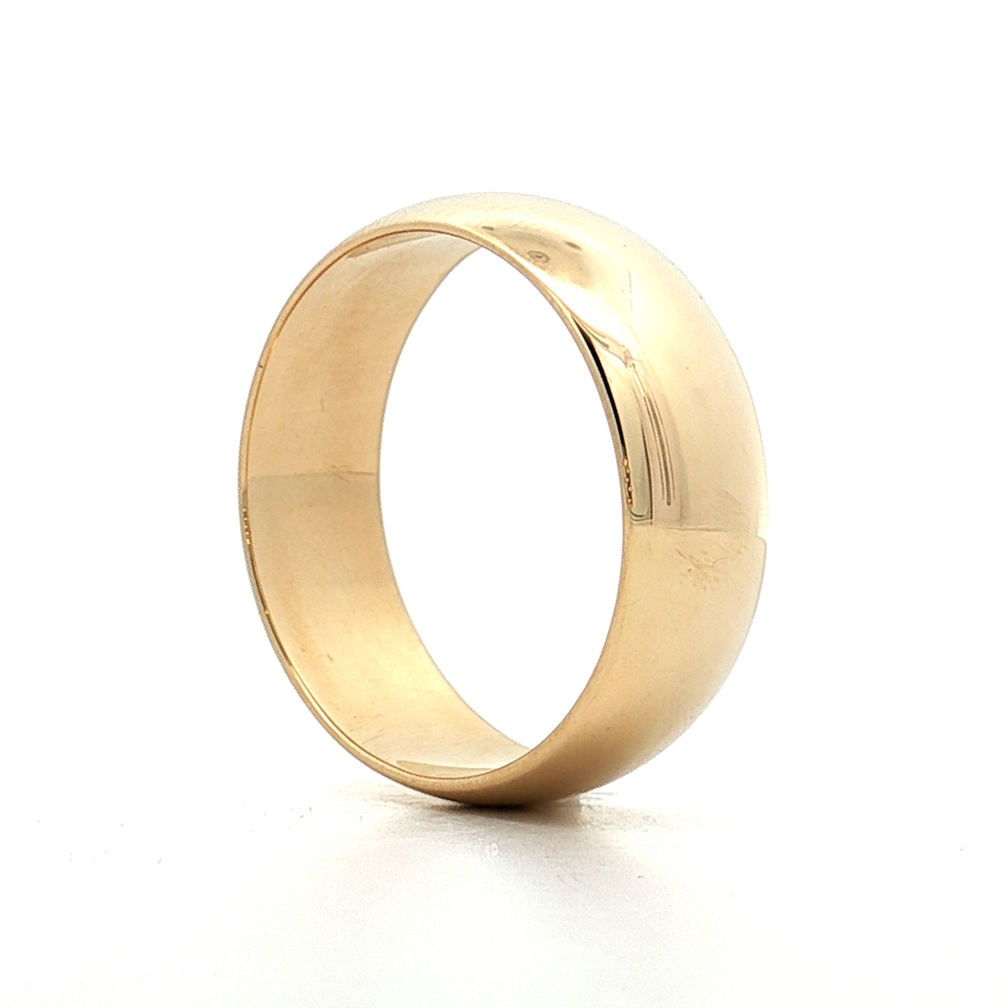 7.75mm Mens Half Round Wedding Band 14k Yellow Gold