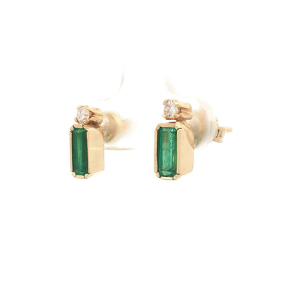 .80 Emerald Cut Emerald Stud Earrings 18k Yellow Gold