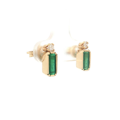 .80 Emerald Cut Emerald Stud Earrings 18k Yellow Gold