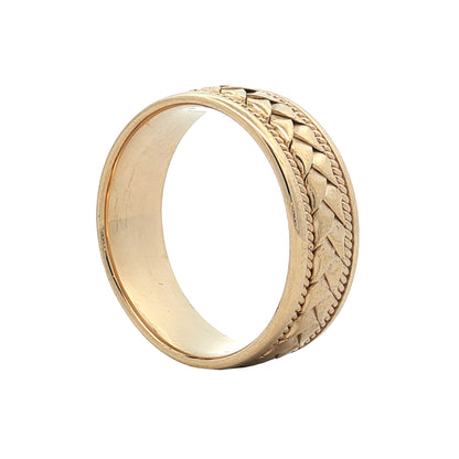 7.75 Mens Braided Texture Wedding Band 14k Yellow Gold
