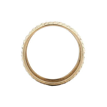 11mm Cross Hatch Textured Cigar Band in 14k Yellow Gold