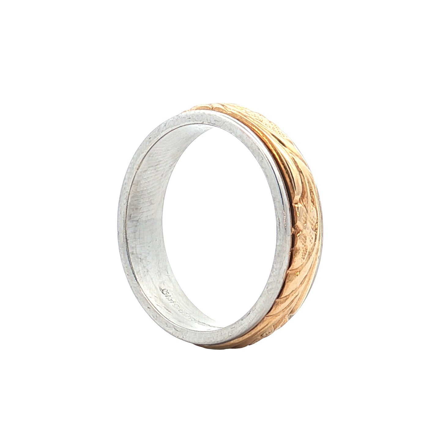 4.5mm Floral Engraved Two-Tone Wedding Band 14k