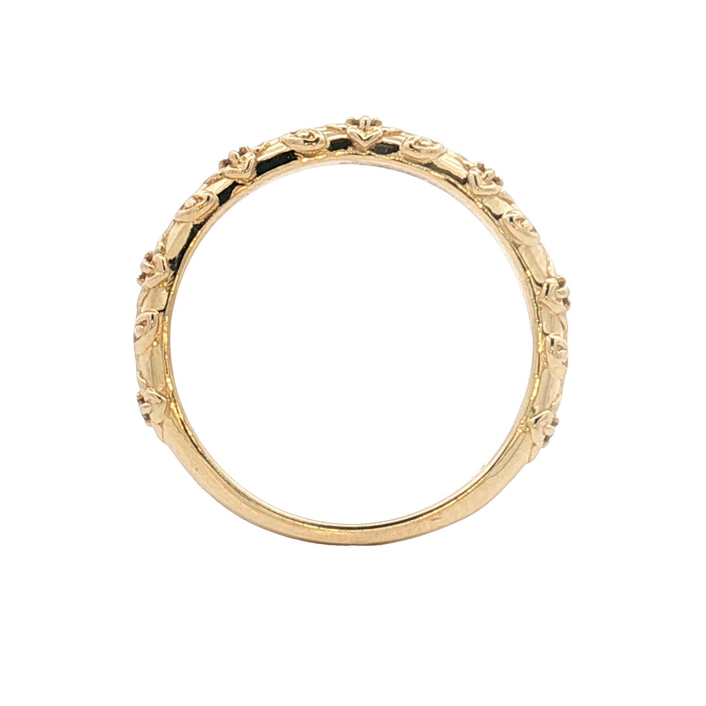 .04 Diamond Floral Wedding Band 14k Yellow Gold