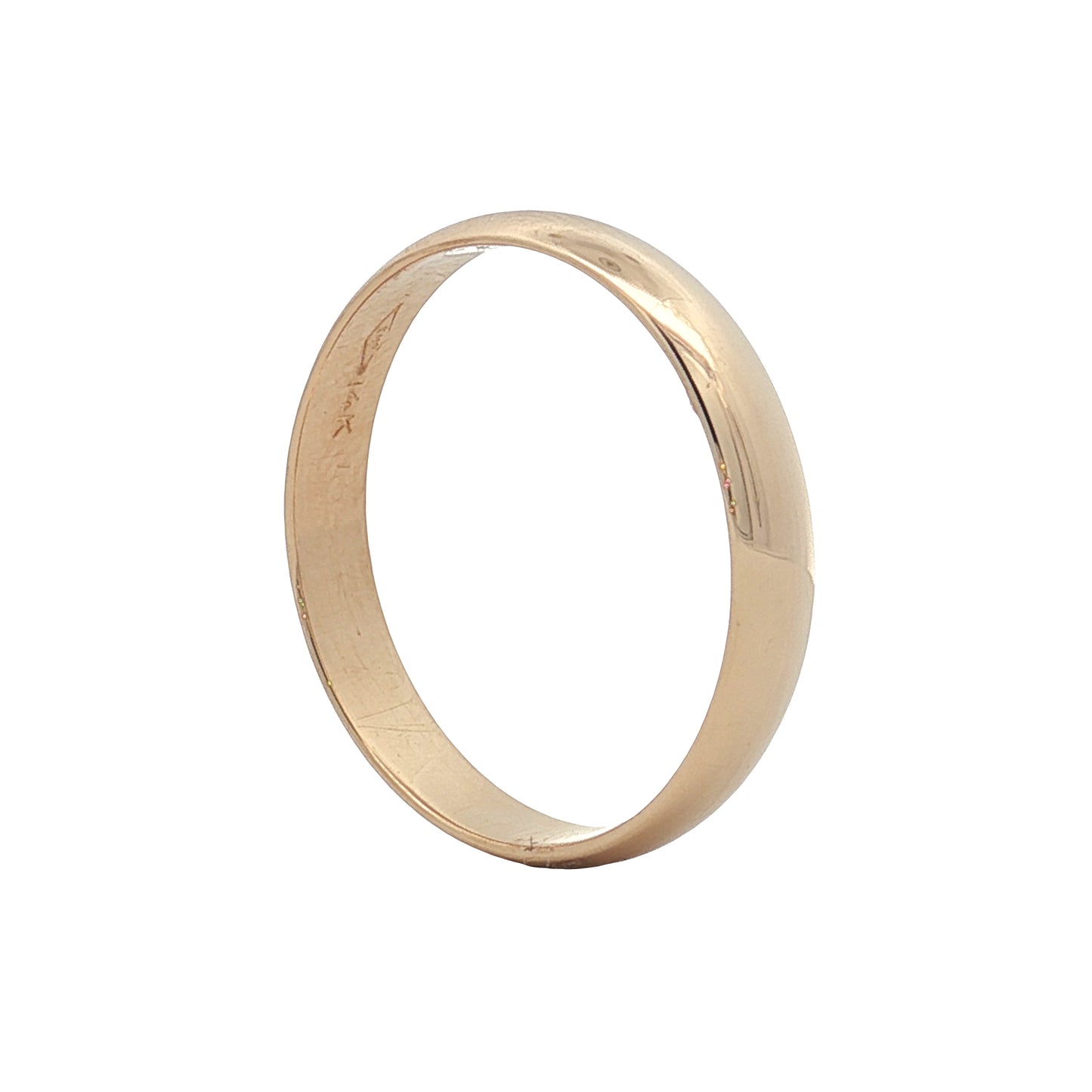Mens 4mm Half Round Wedding Band 14k Yellow Gold