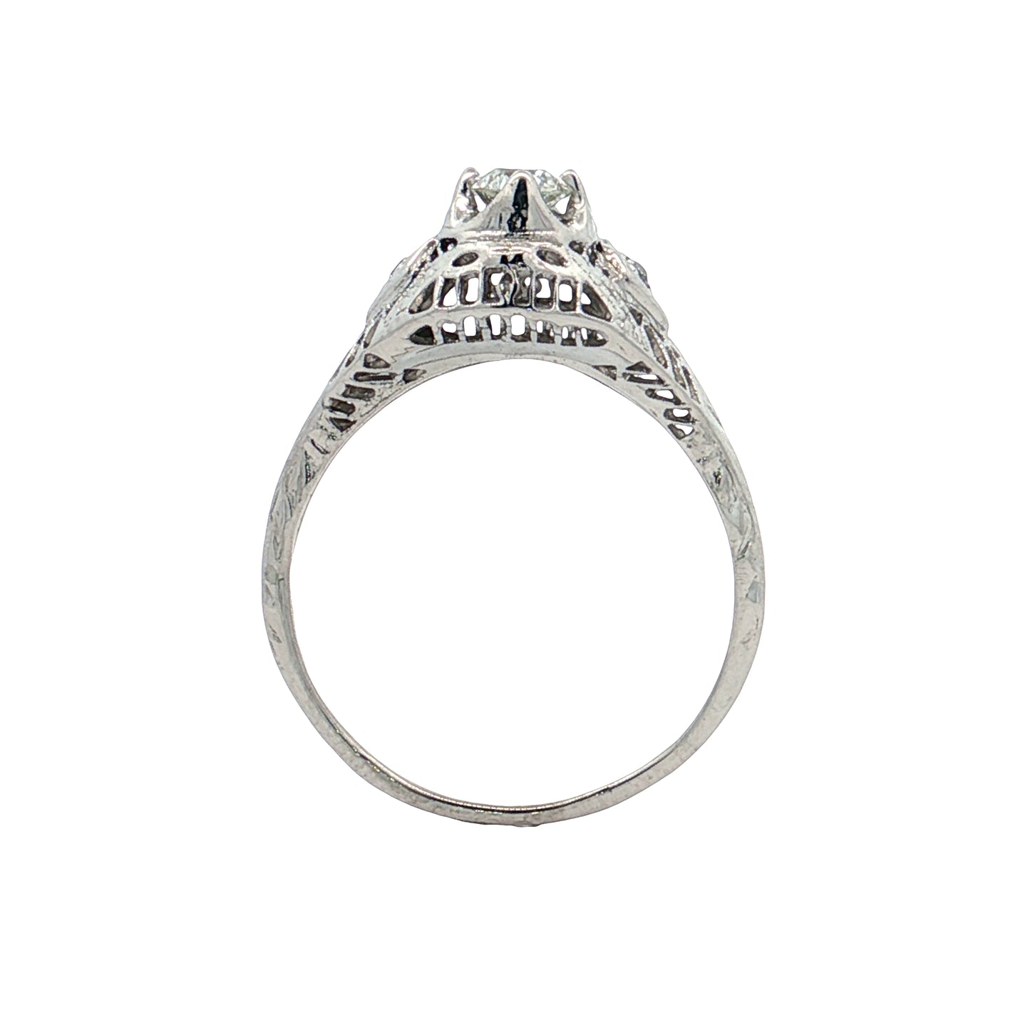 .25 Antique Deco Diamond Filigree Engagement Ring 18k