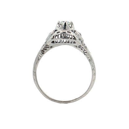 .25 Antique Deco Diamond Filigree Engagement Ring 18k