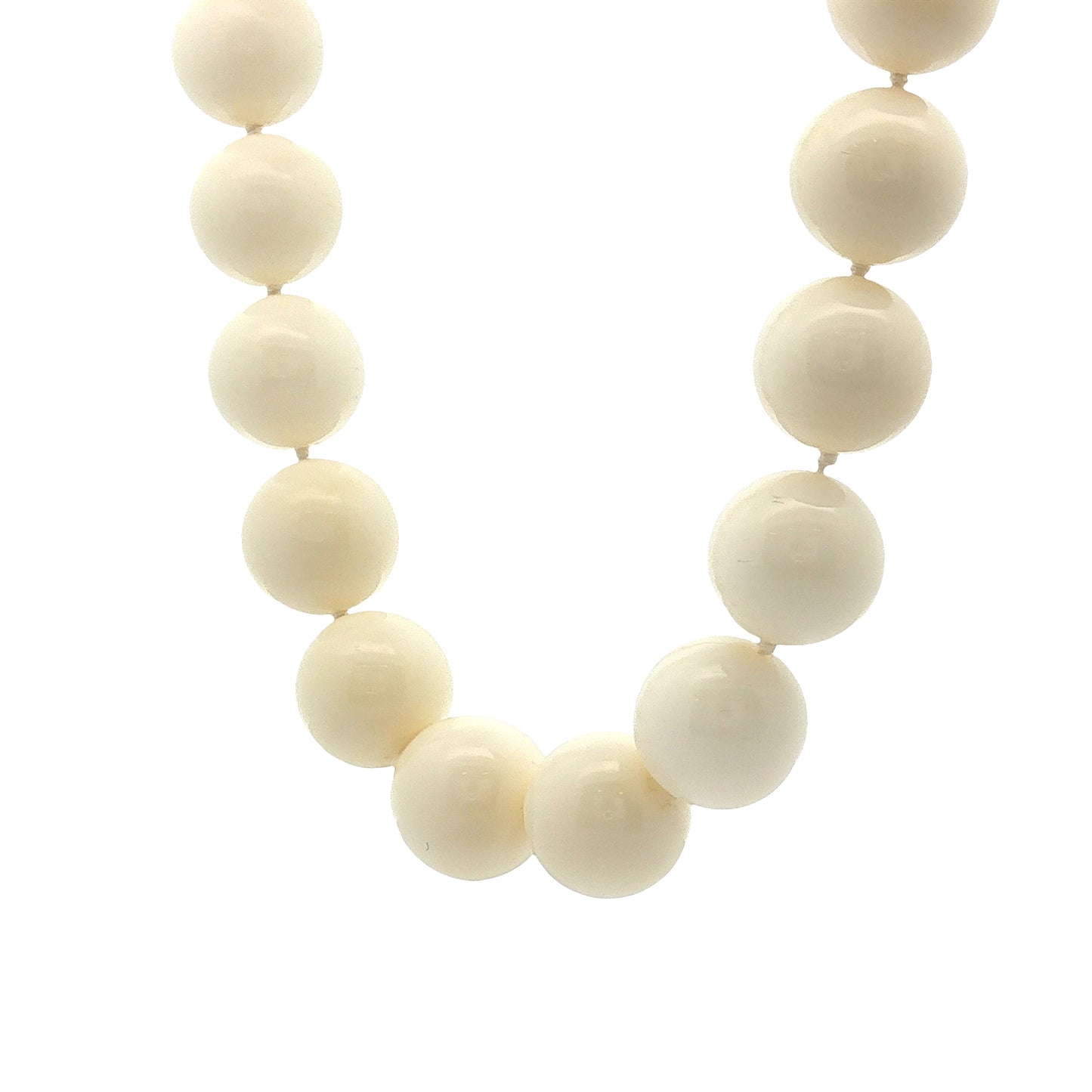 Vintage 1950s White Coral Beaded Necklace 14k