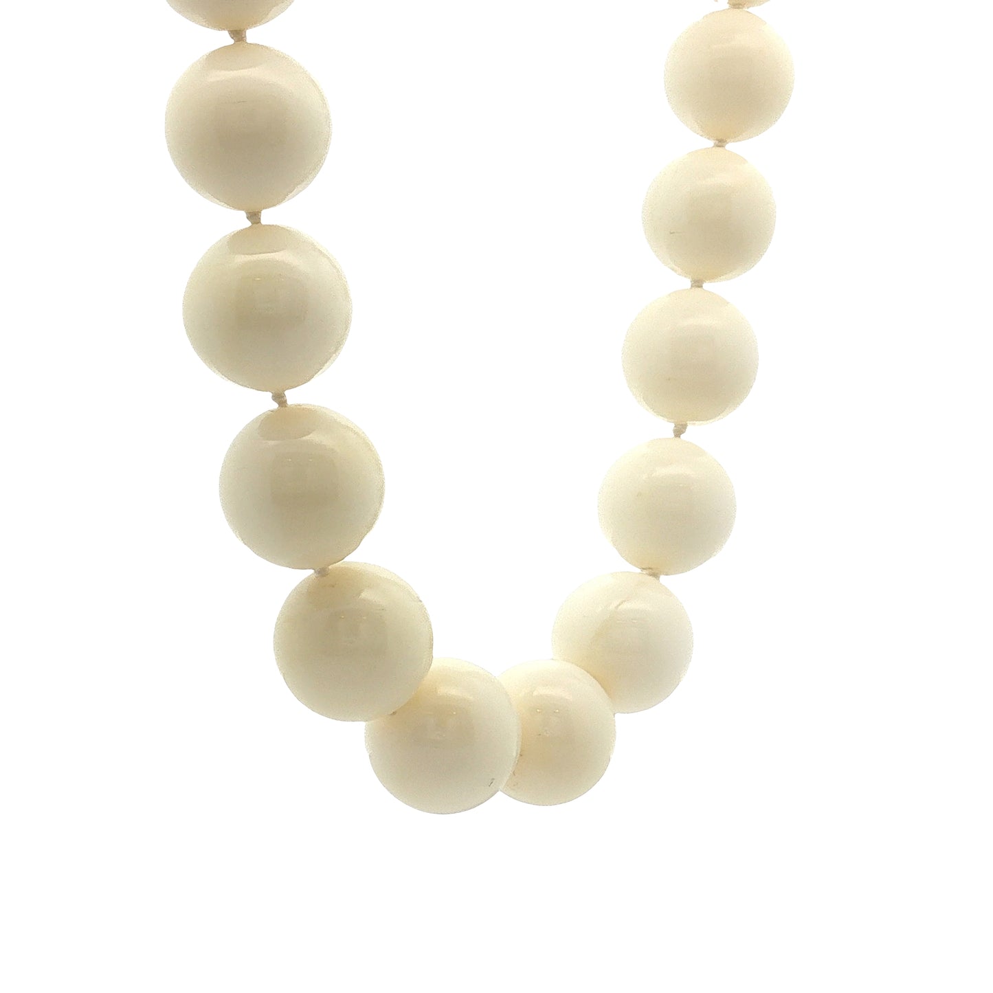 Vintage 1950s White Coral Beaded Necklace 14k