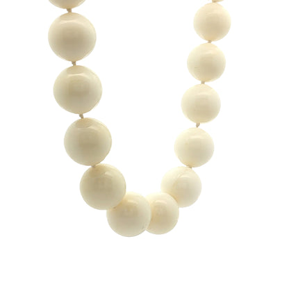 Vintage 1950s White Coral Beaded Necklace 14k