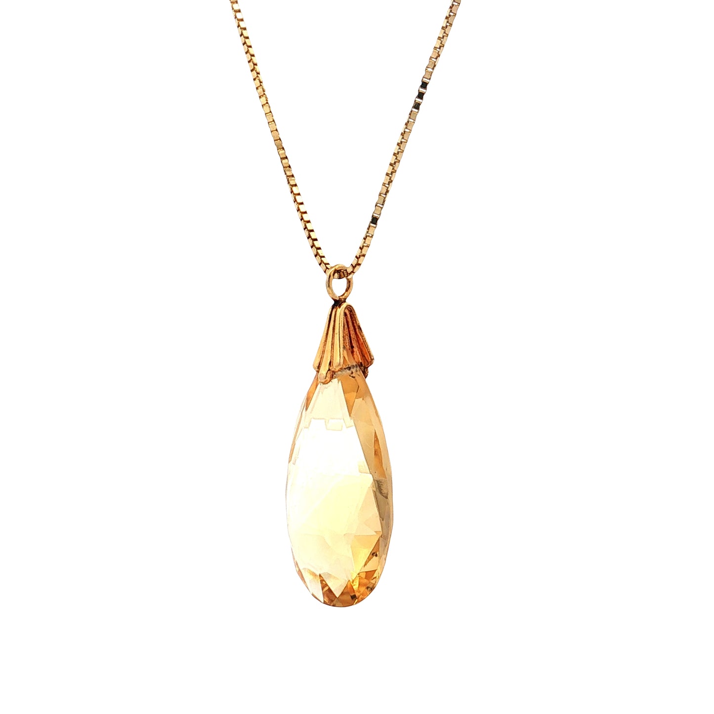27.55 Pear Citrine Pendant Necklace 14k Yellow Gold
