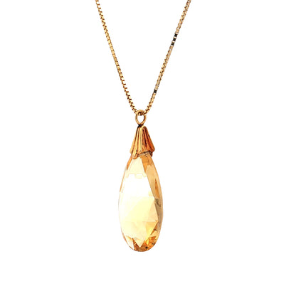 27.55 Pear Citrine Pendant Necklace 14k Yellow Gold