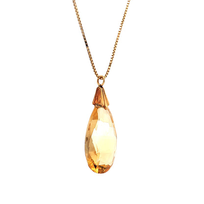 27.55 Pear Citrine Pendant Necklace 14k Yellow Gold