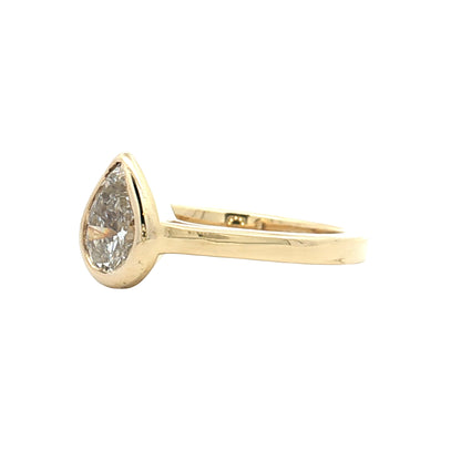 1.17 GIA Pear Diamond Engagement Ring 18k Yellow Gold