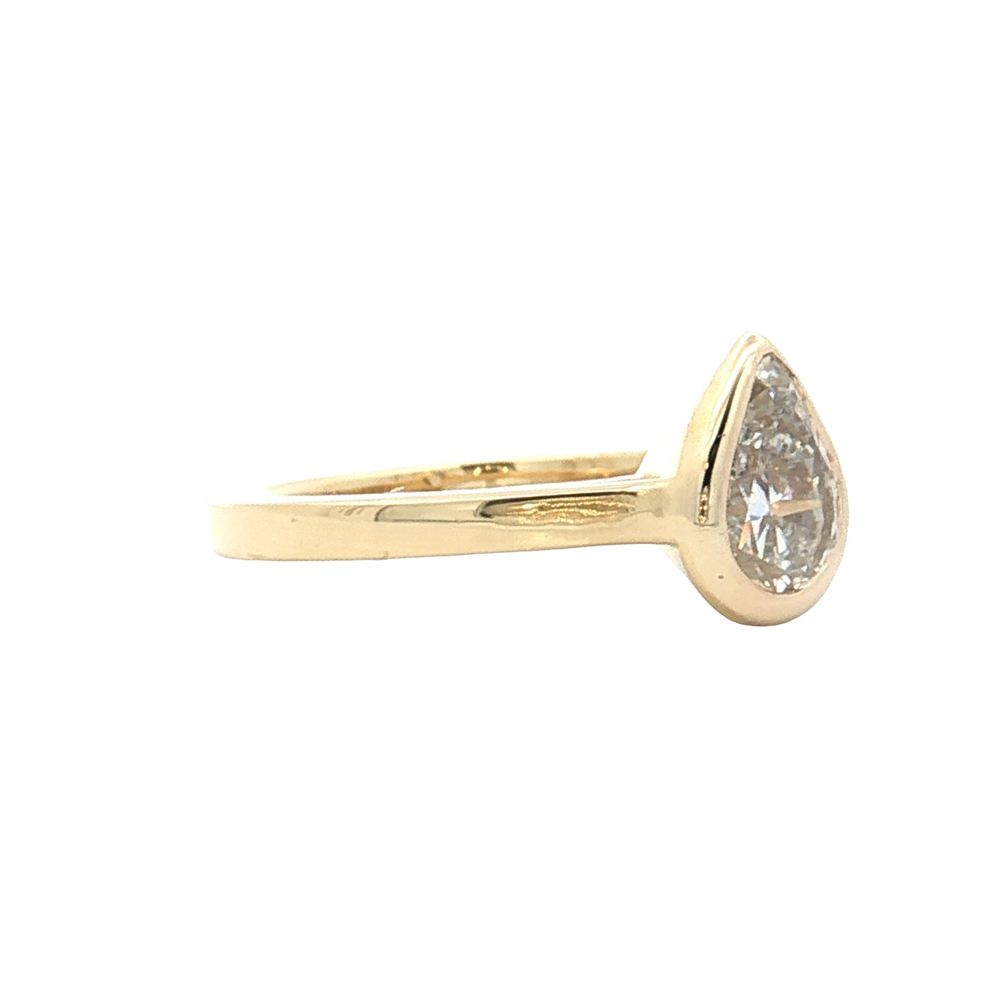 1.17 GIA Pear Diamond Engagement Ring 18k Yellow Gold