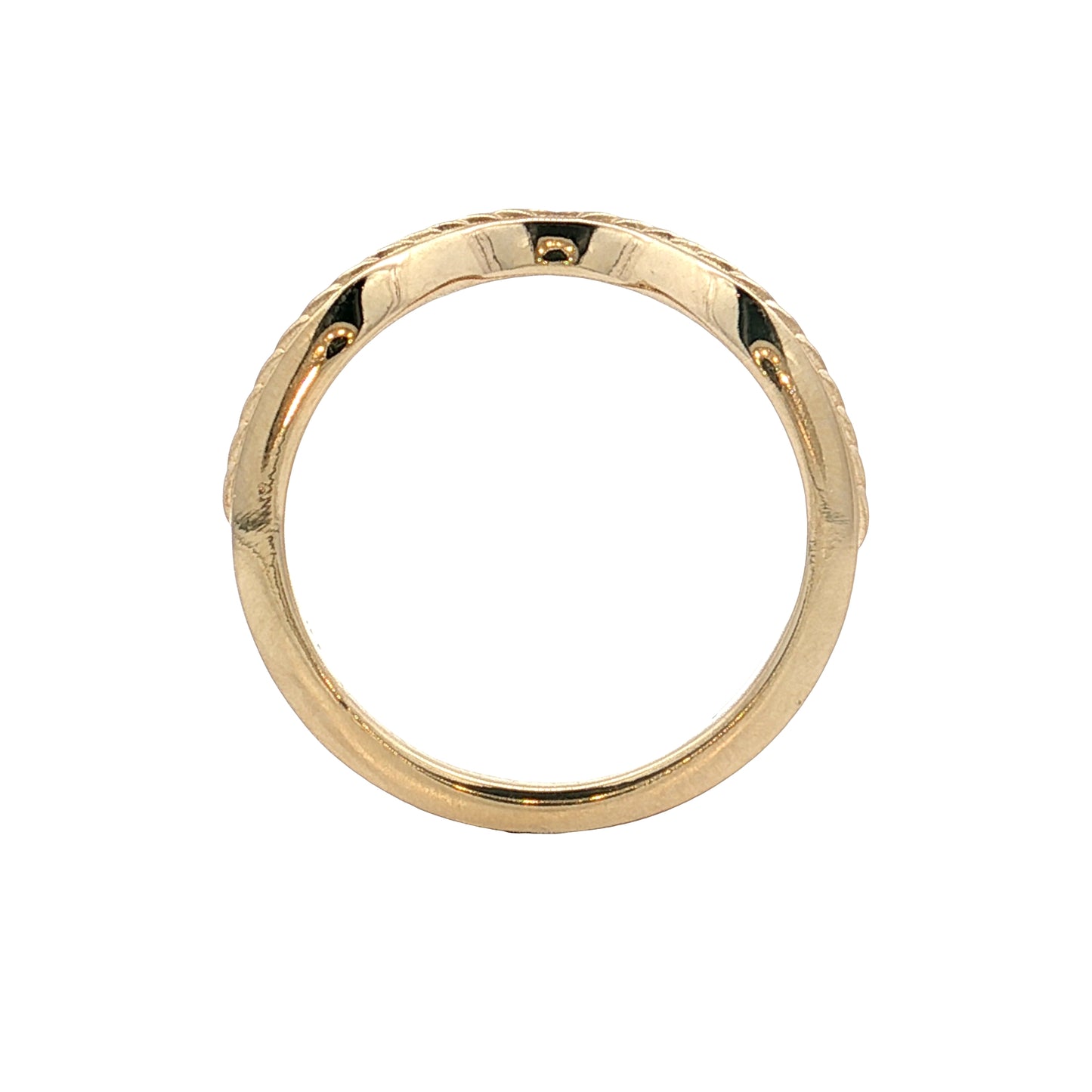 Wheat Engraved Contour Wedding Band 14k Yellow Gold