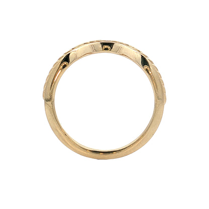 Wheat Engraved Contour Wedding Band 14k Yellow Gold