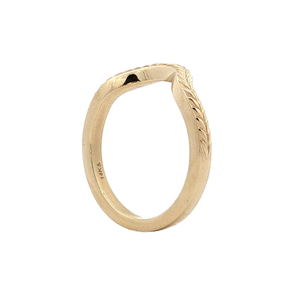Wheat Engraved Contour Wedding Band 14k Yellow Gold