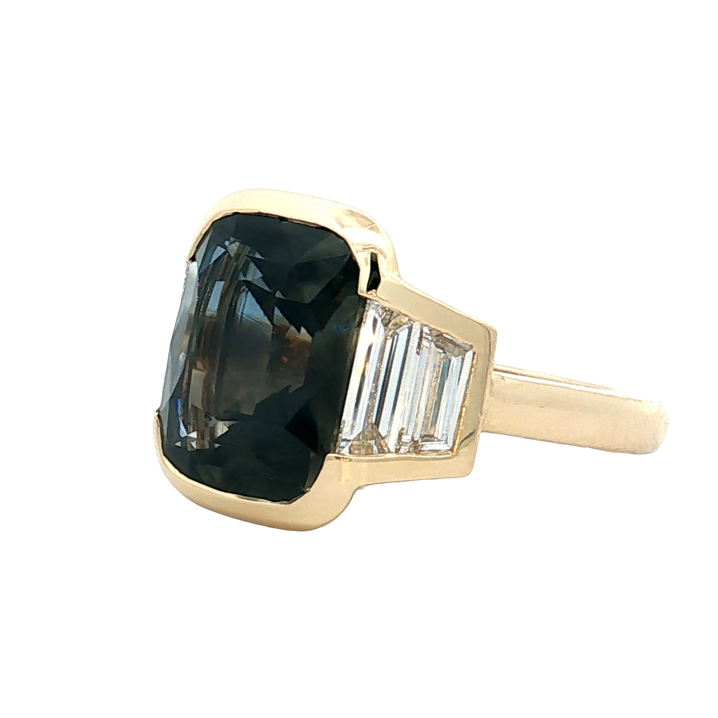 7.95 Bezel Sapphire Engagement Ring 14k Yellow Gold