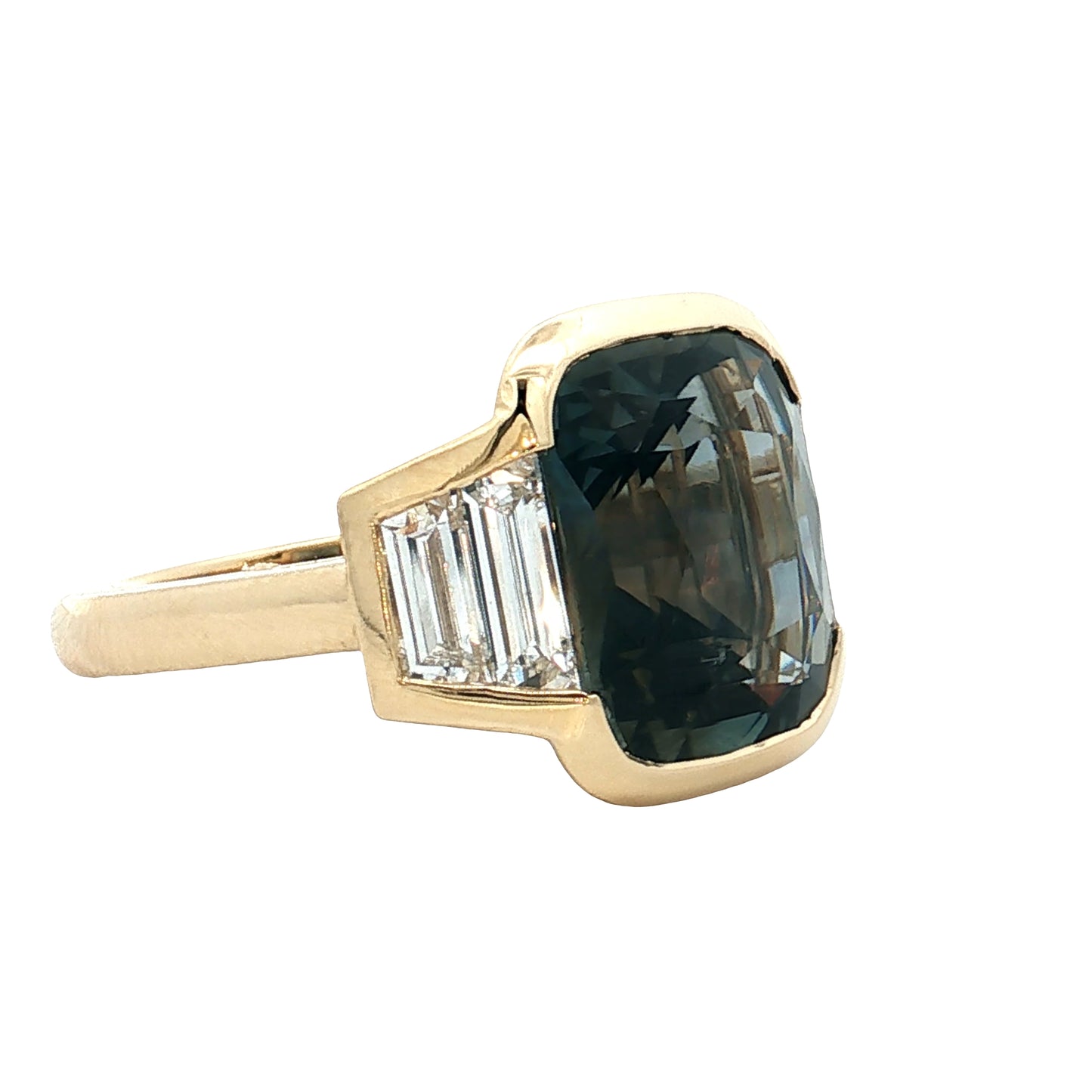 7.95 Bezel Sapphire Engagement Ring 14k Yellow Gold