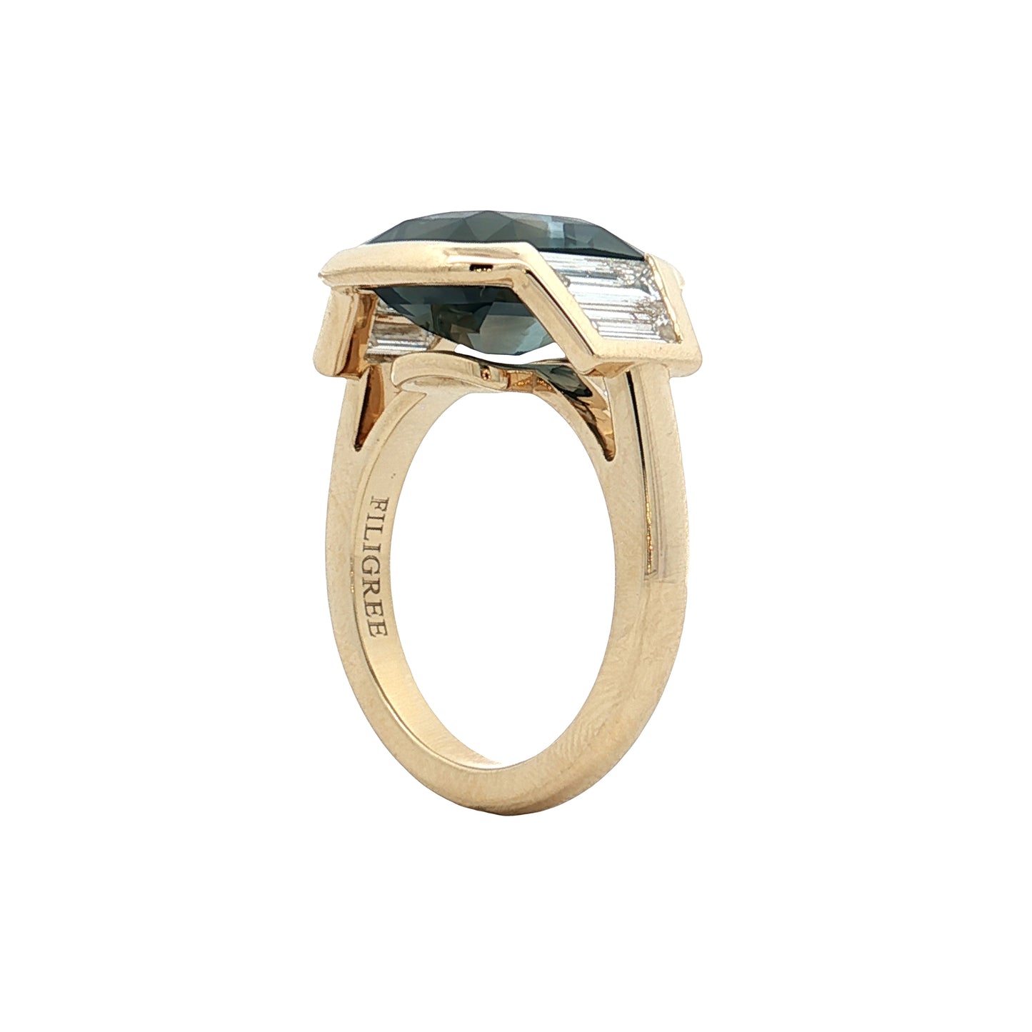 7.95 Bezel Sapphire Engagement Ring 14k Yellow Gold