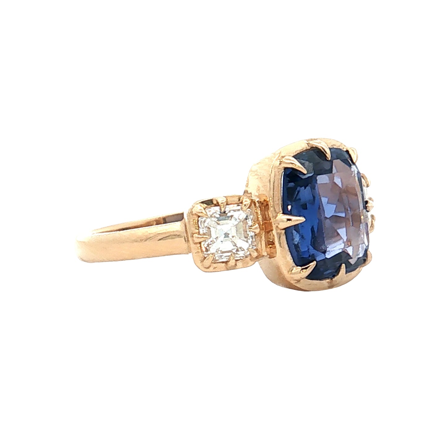 1.70 Cushion Sapphire Engagement Ring 14k Yellow Gold