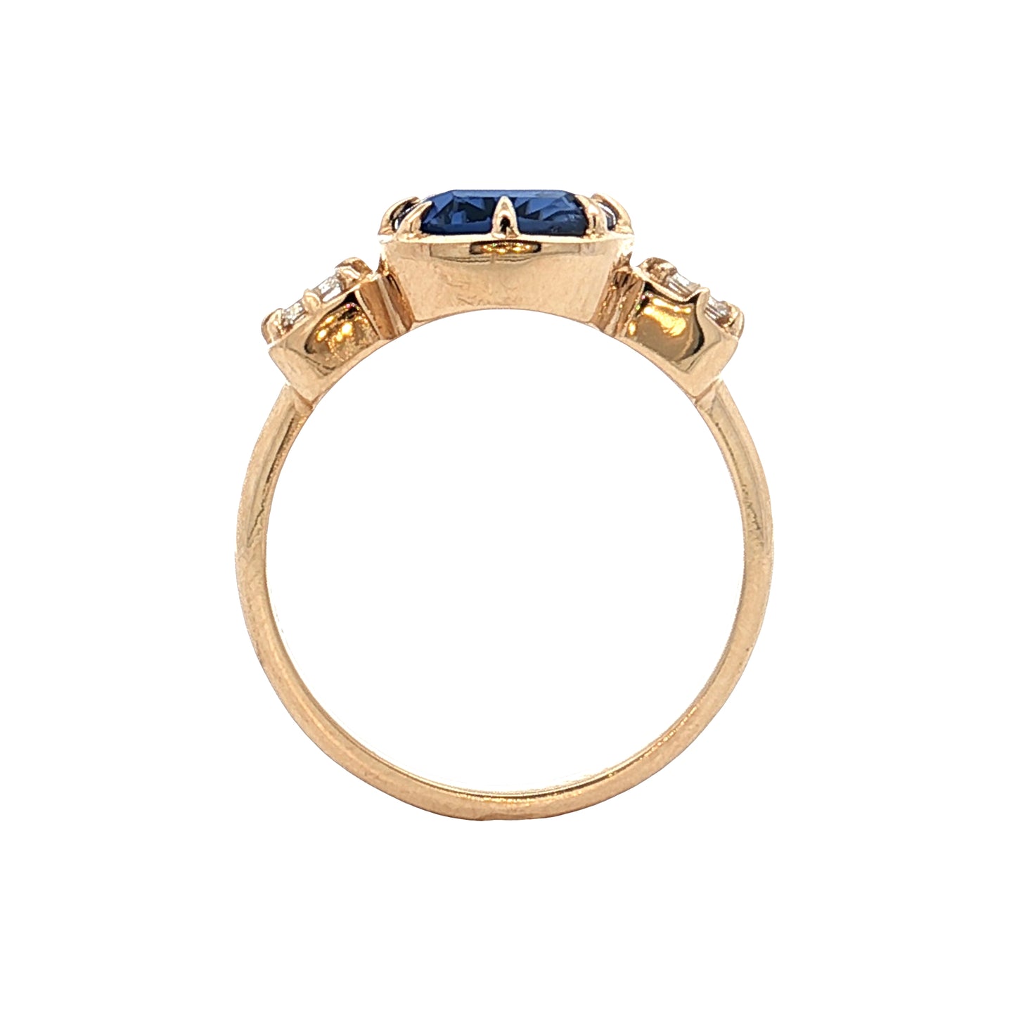 1.70 Cushion Sapphire Engagement Ring 14k Yellow Gold